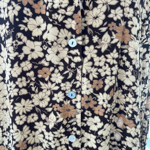 Vintage New Age 70s brown floral button up long sleeved viscose shirt - Picture 10 of 12